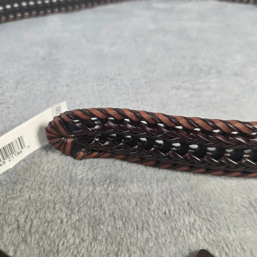 Columbia Mens Hand Laced Braided Leather Belt Tan Brown XL 42-44 11CO140001